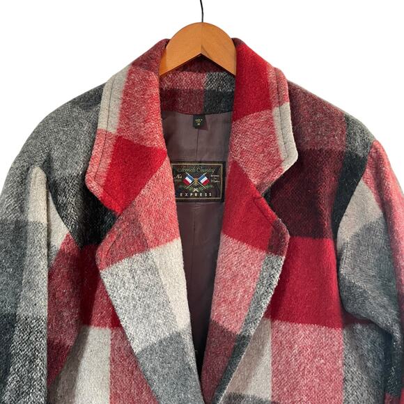 Vintage French Country Express Plaid Wool Pea Coat Womens MED Chores Barn Coat - Picture 4 of 10